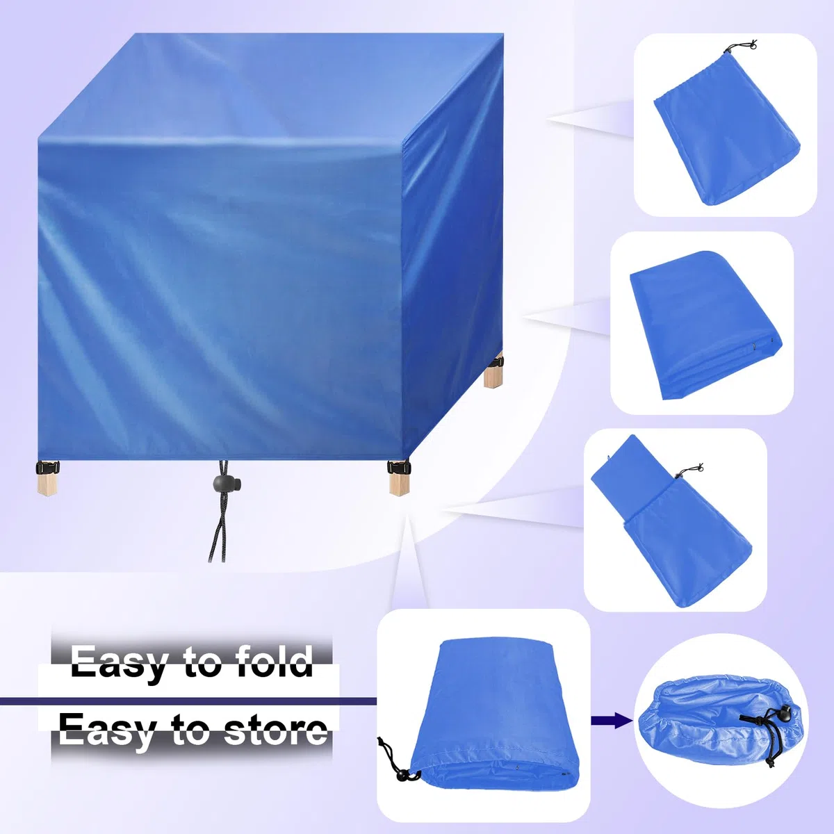 Coperture per Mobili da Giardino 70x70x50cm,Tessuto Oxford 420D, Copertura Tavolo Esterno Impermeabile,Telo Copri Tavolo Esterno,Antivento Anti-UV, Copritavolo da Esterno Quadrato,Blu
