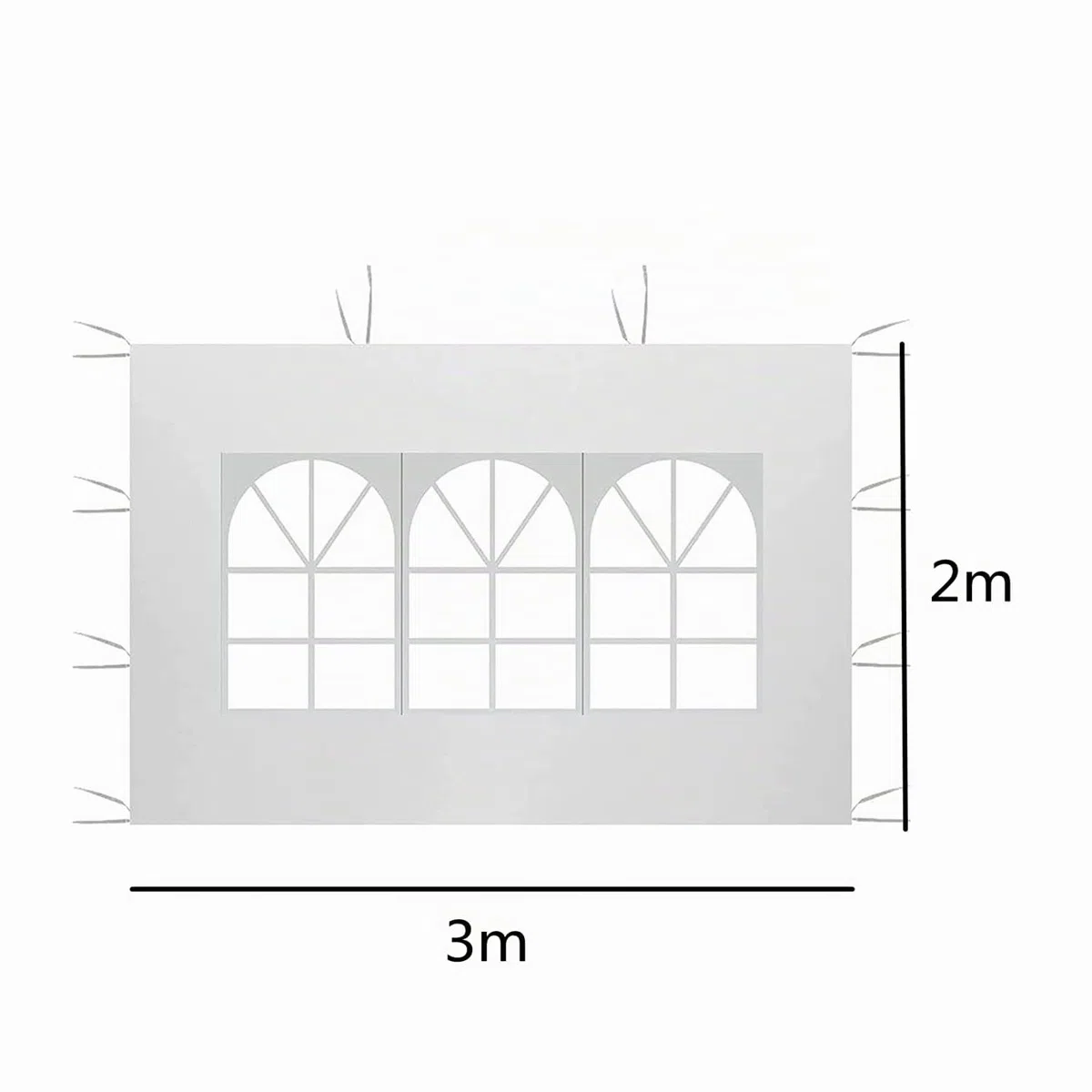 2 Pezzi Pannelli Laterali per Gazebo Impermeabili, 3 x 2 m, Tessuto Oxford 210D con Finestra in PVC – Ricambio per Gazebo da Giardino, Esterno, Feste