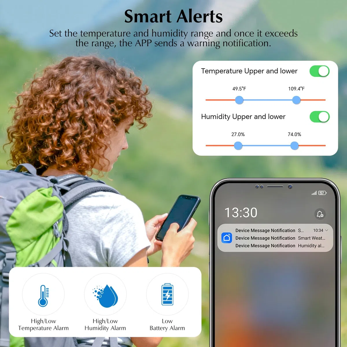 Termometro Ambiente Interno, Igrometro Umidità Casa WiFi, Con Smart Alert, Archiviazione dei dati, Termoigrometro per camera da letto, Magazzino, Cantina, Serra