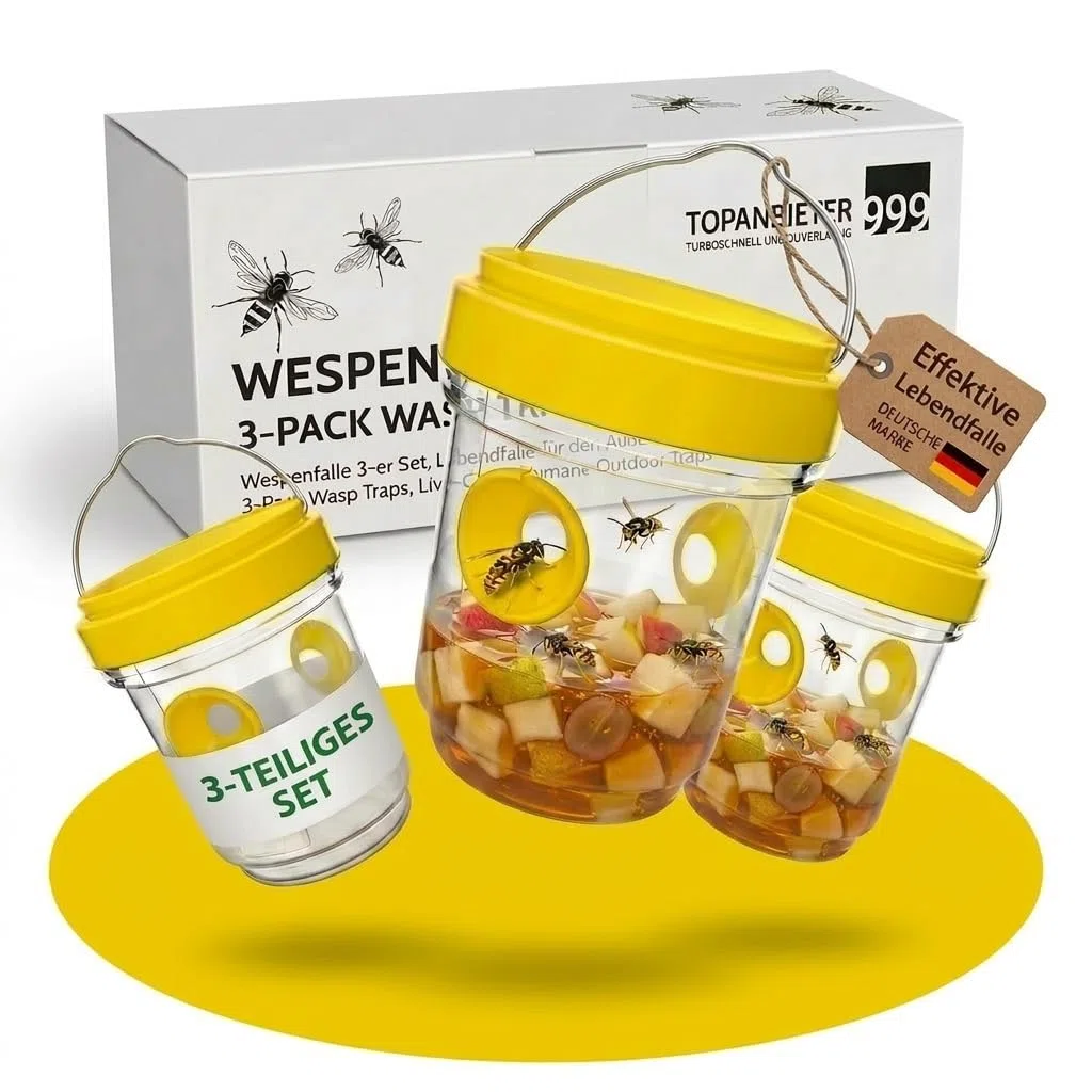 Set di 3 trappole per vespe per vespe, per giardino e balcone, riutilizzabili, senza sostanze chimiche, trappola per insetti contro vespe, per terrazze e esterni
