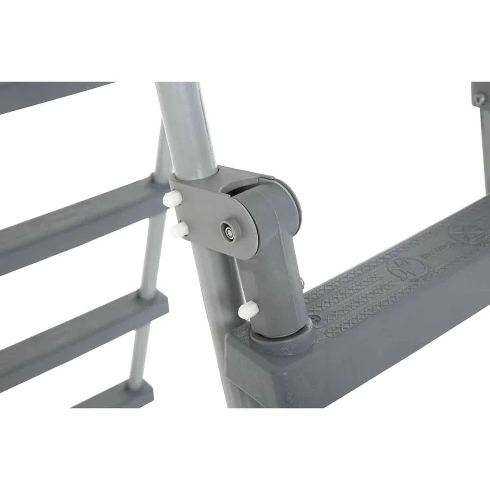 Trade Shop - Scaletta di Sicurezza per Piscine 132cm con Gradini in Plastica Telaio in Metallo 58332 -