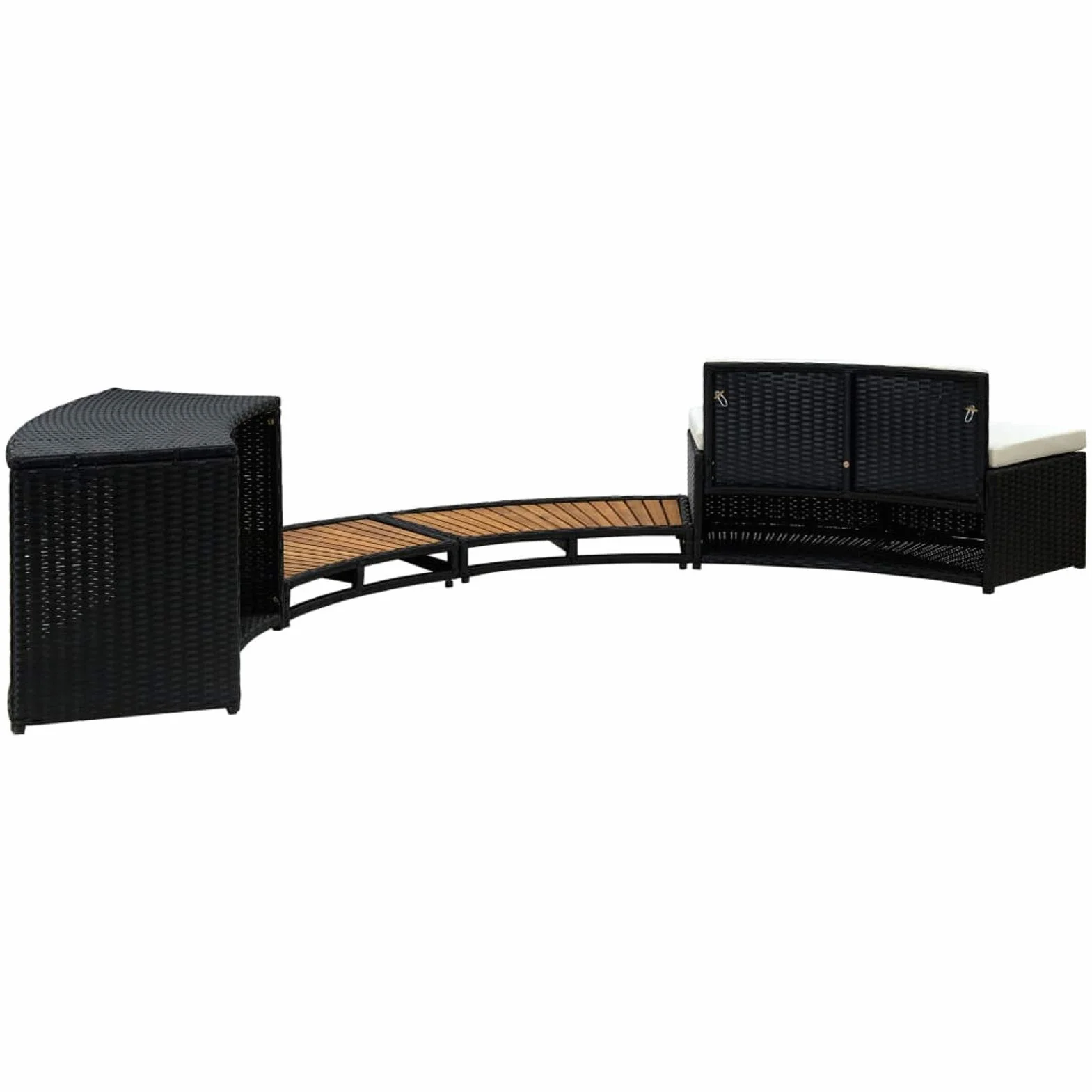 Bordo Spa Nero in Polyrattan e Legno d'Acacia
