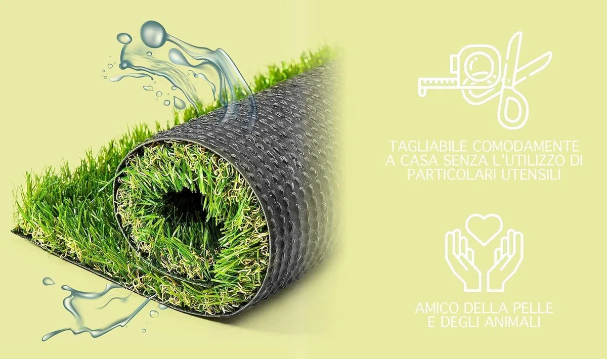 Erba Sintetica Giardino 3.5 Cm Bicolore Effetto Secco Drenante Resistente Uv Terrazzo Balcone Manto Calpestabile 35Mm Prato Sintetico Artificiale - Bicolore - 1X3 MT