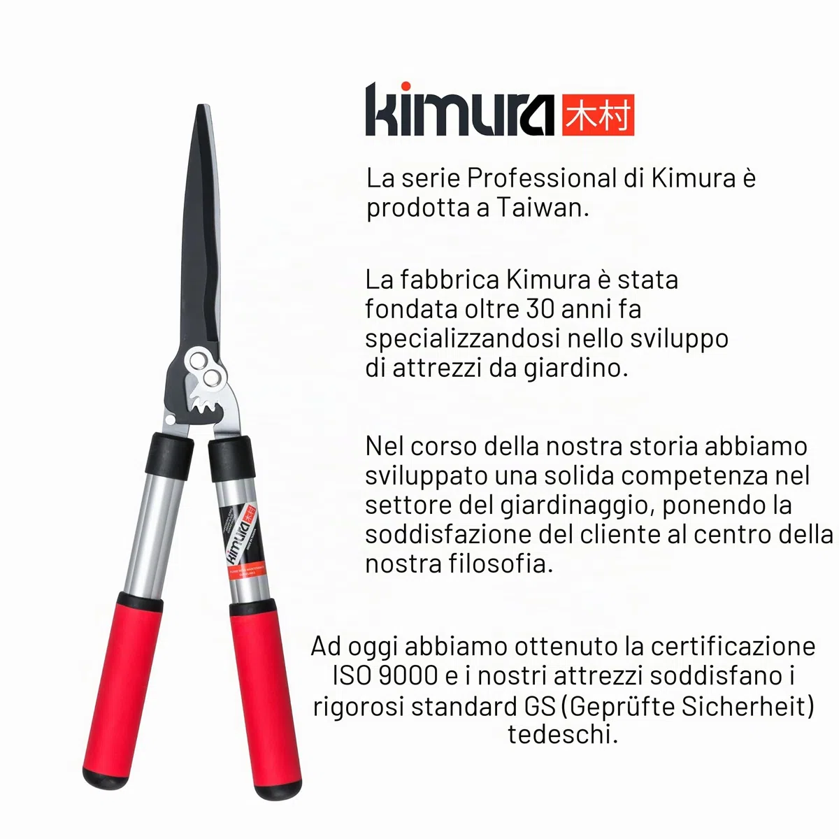 Cesoie da giardino Kimura Pro, cesoie per siepi di alta qualità, manici in alluminio leggero, lame affilate giapponesi SK5, tecnologia brevettata, acciaio antiruggine, giardinaggio - 560 mm