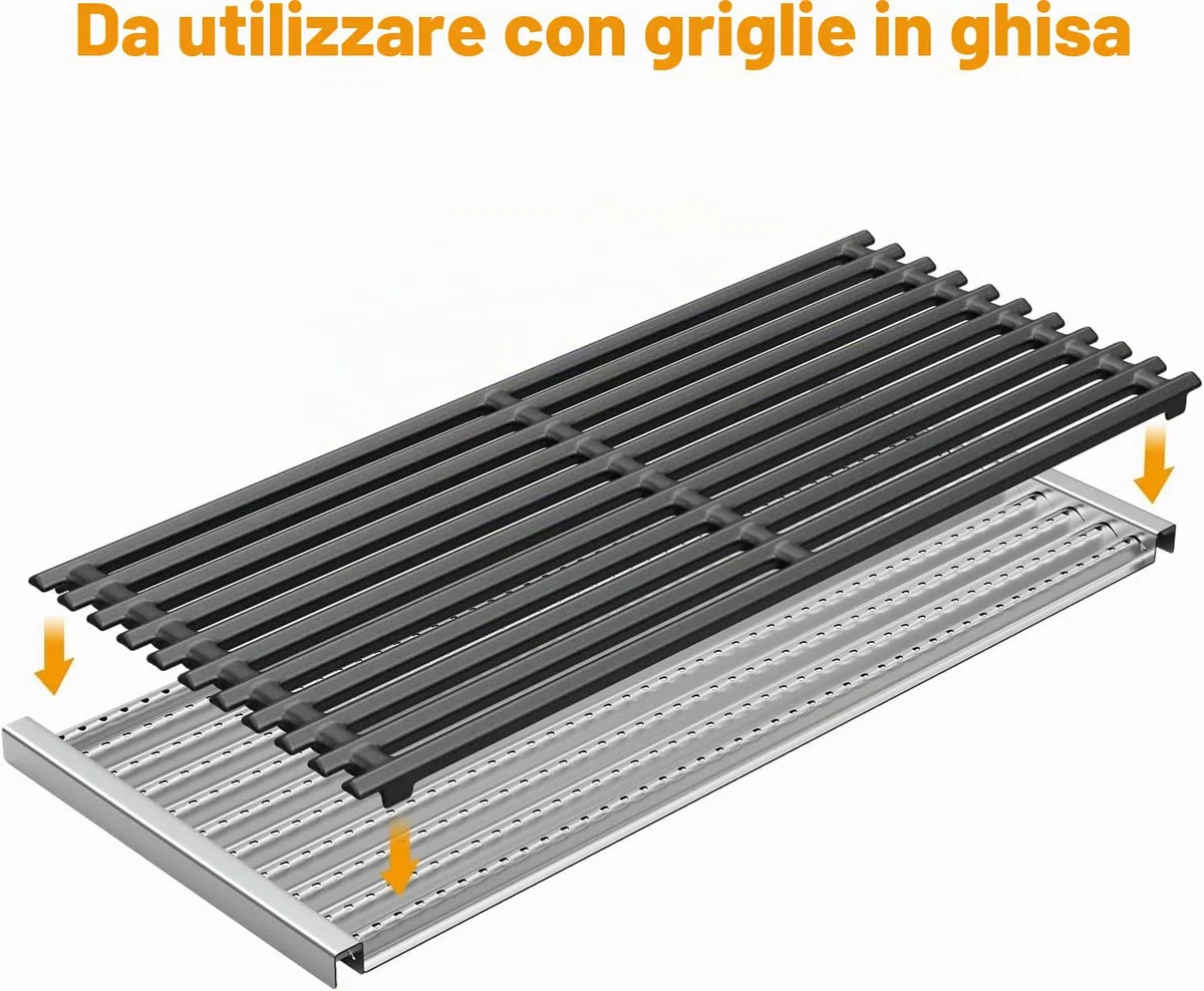 BBQ-PLUS Piastra emettitore a raggi infrarossi per grill Charbroil 463242515, 463367016, 463242516, 466242515, 466242615, 463243016, 463367516, 466242516, 46624242424. 2616, 463346017, acciaio