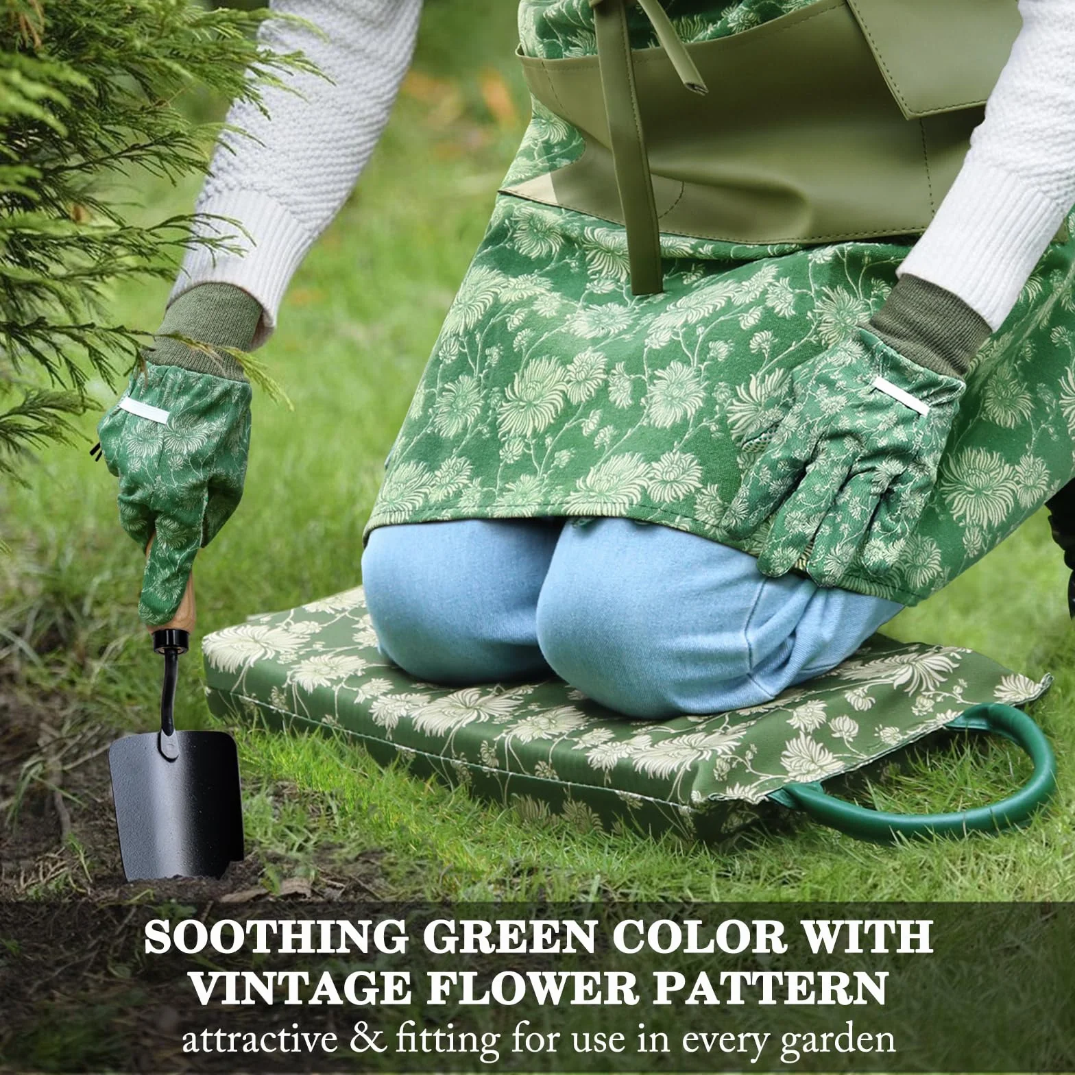 Colwelt Set di attrezzi da giardino, resistenti attrezzi da giardinaggio con manico in legno, tra cui borsa da giardino, ginocchiera, guanti, trapiantatore, coltivatore, regali di giardinaggio per