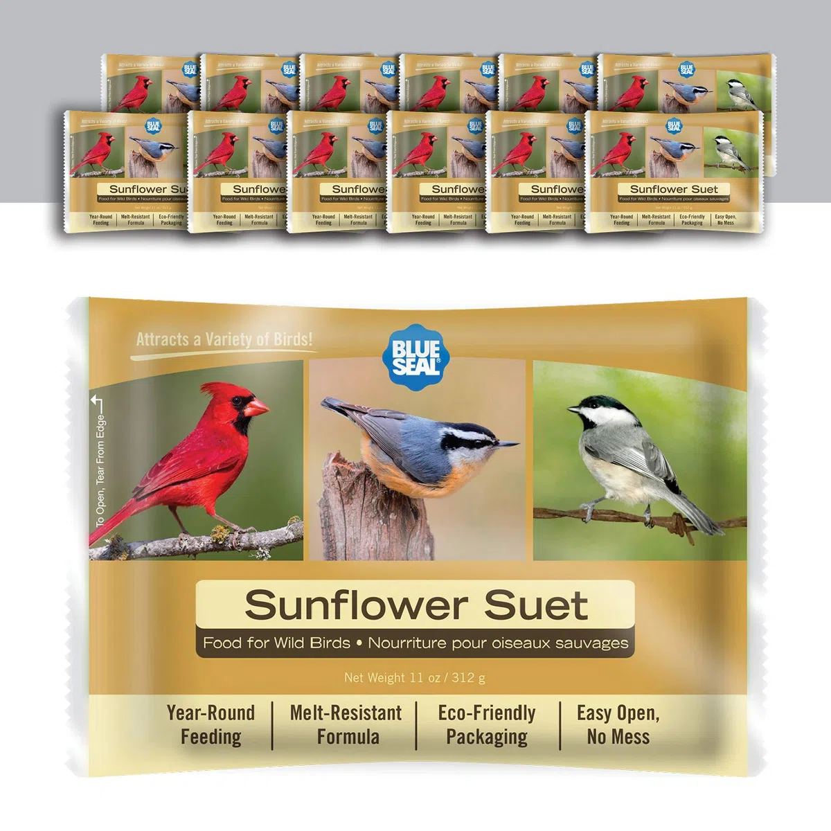 Blue Seal Torte di semi di girasole per uccelli selvatici, mangime senza pasticcio, cibo per picchi, cardinali, Siskins, passeri e altro ancora, 311,8 g, per torte di semi di uccelli, confezione da 12