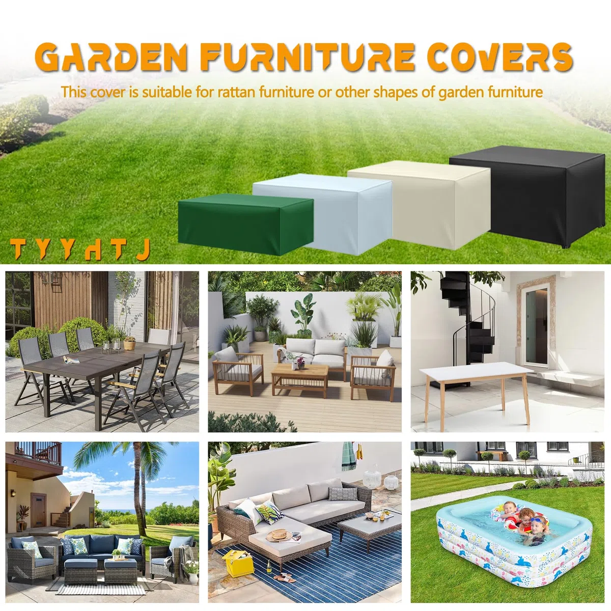 Copertura Tavolo Giardino Esterno Impermeabile, Resistente ai Raggi UV Resistente allo Strappo Copertura per Mobili da Giardino, 420D Tessuto Oxford Telo Copri Tavolo Esterno (180x100x70cm) - Verde