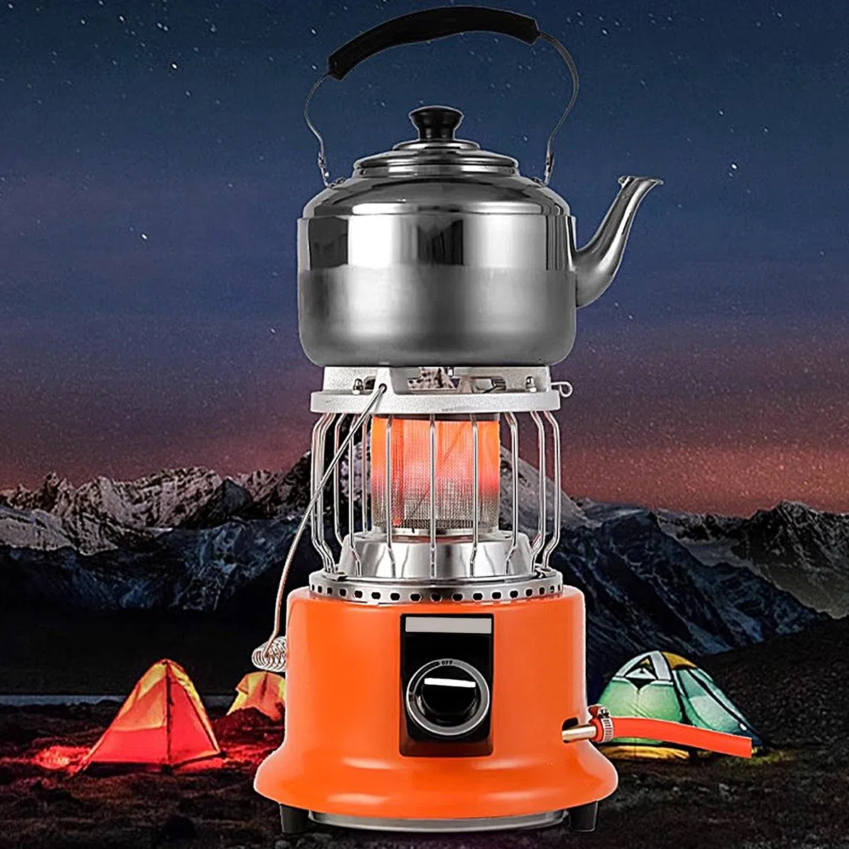Riscaldatore da Esterno, 3600W ad Alta Potenza Stufa da Esterno Giardino, 3 Secondi di Calore Rapido, Riscaldatore a Gas per Campeggio Riscaldamento Cucina
