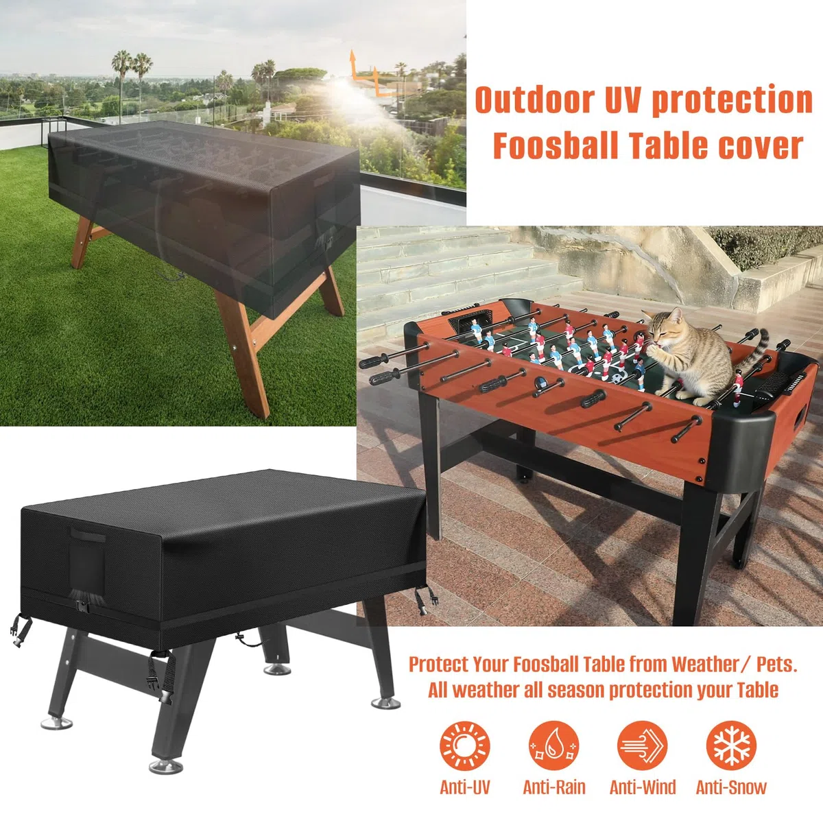 Kovshuiwe 160 x 115 x 50 cm Foosball Table Cover Outdoor Waterproof Soccer Table Cover Heavy Duty Rettangular Patio Football Game Table Cover