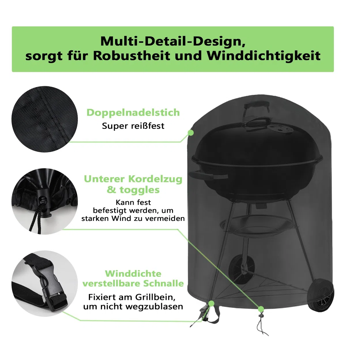 Copertura per Weber Barbecue 57cm, Telo Impermeabile da Esterno in Oxford 420D Resistente alle Intemperie, Accessori (Φ71x68 cm)