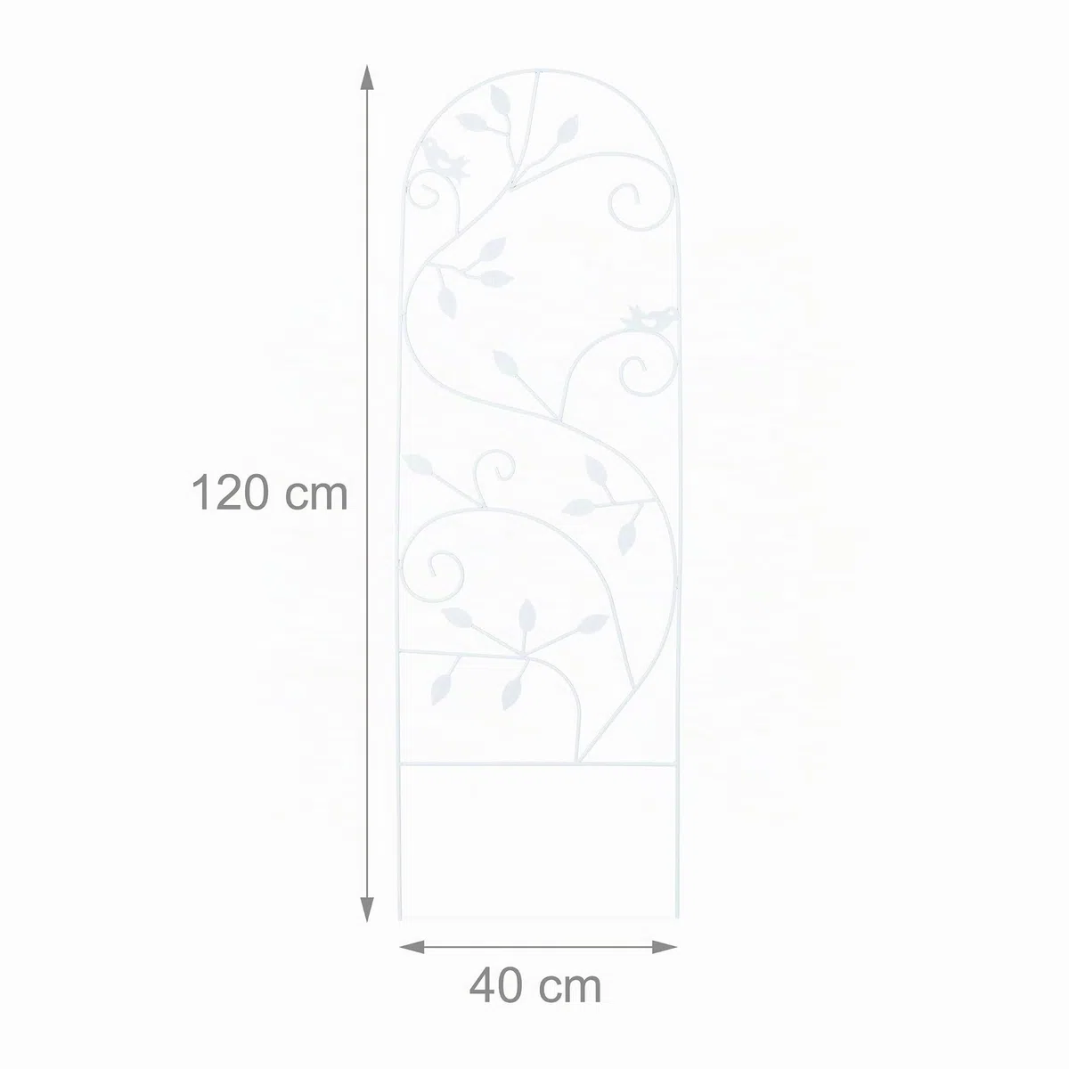 Relaxdays Grigliato da Giardino con Uccellini, in Metallo, per Piante Rampicanti, 120x40 cm, Colore Bianco