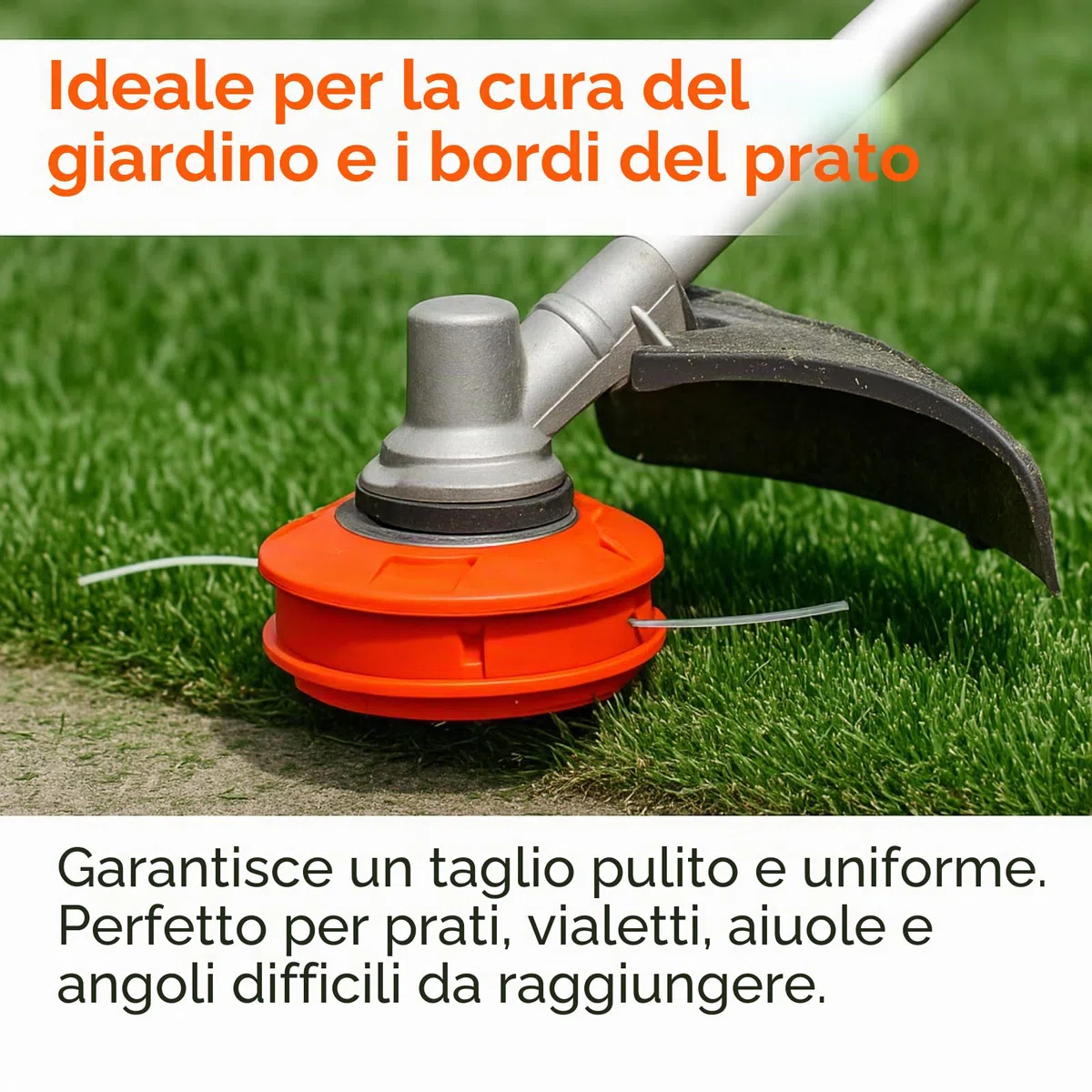 Poweka Testina di Ricambio Universale per decespugliatore M10 x 1,25 per Tosaerba in Nylon Alluminio,Arancia