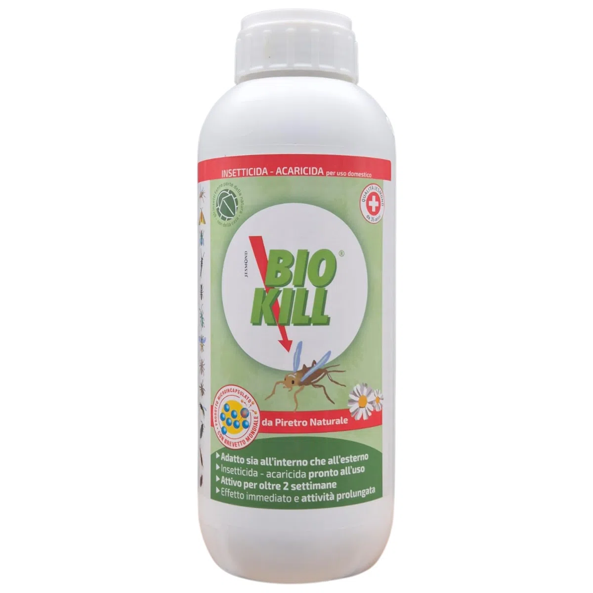 Kit Biokill Insetticida Biologico da Piretro Naturale a Base Acquosa, Acaricida, Non Lascia Odore, Spray da 375ml + Ricarica da 1LT + OMAGGIO 100pz Guanti Monouso (1RIC+1SPRAY+1CF GUANTI)