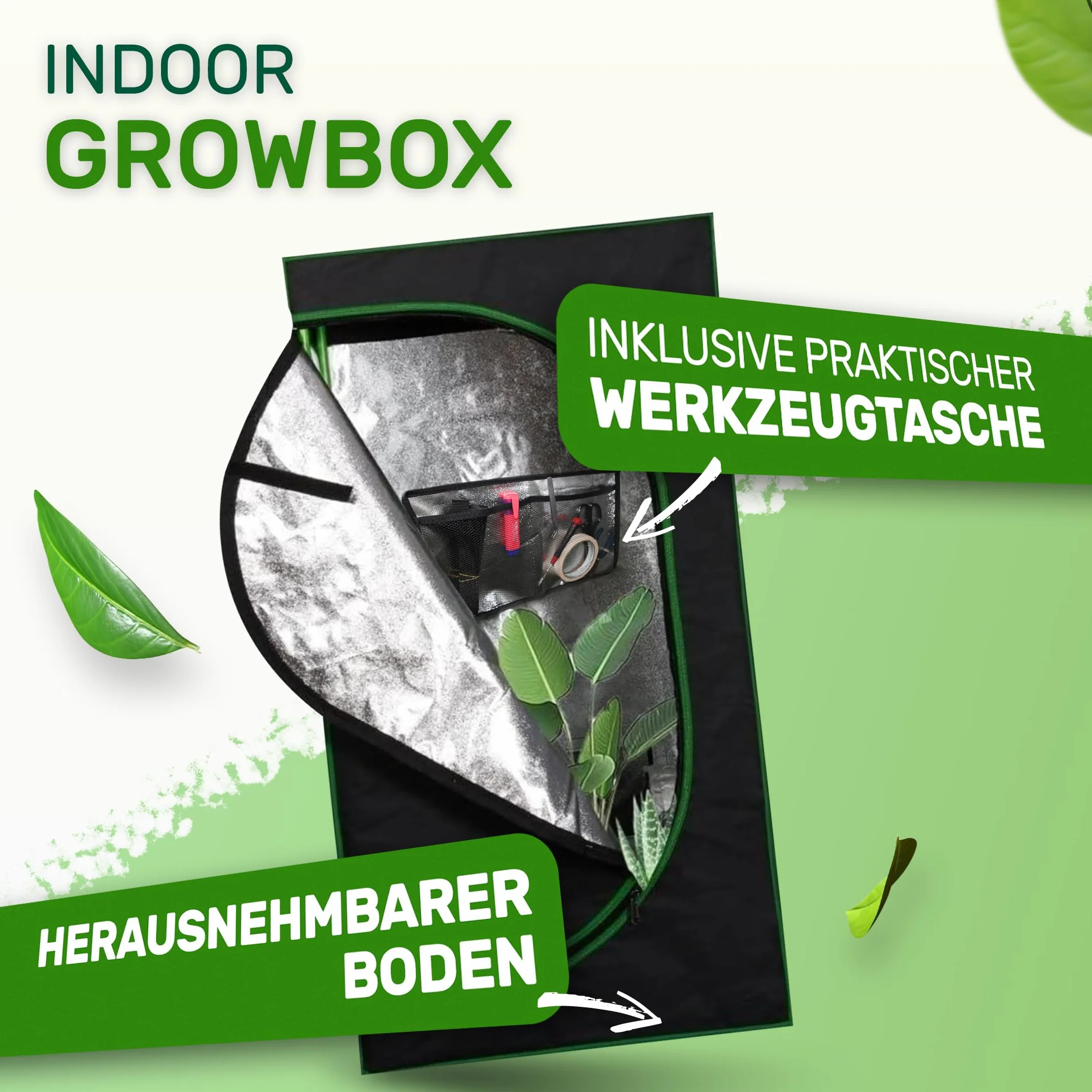 Melko - Set Growbox 40x40x160cm con tester 3 in 1 - Tenda da coltivazione impermeabile e resistente con rivestimento interno riflettente - Tenda da coltivazione per coltivazioni idroponiche
