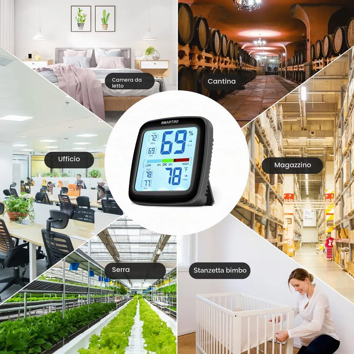 SMARTRO SC42 Professionale Digitale Igrometro Indoor Termometro Termometro Umidità Della Stanza Manometro & Pro Precisione Calibrazione