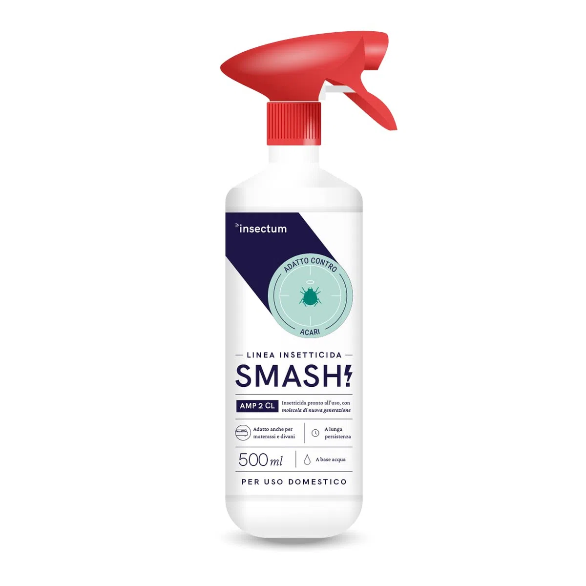 SMASH Spray Antiacaro per Materassi e Tessuti - 1x500ml - Acaricida Antiacaro Spray per Materassi, Divani, Tende e Tappeti - Non Macchia e Senza Permetrina spray
