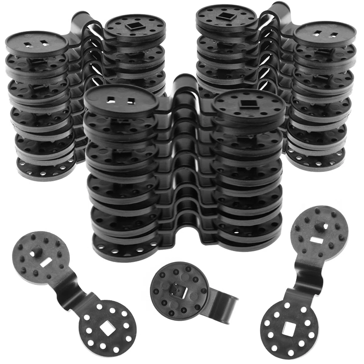 100 Clip per Tende da Sole, in plastica, Rotonde, Nere, con Impugnatura Resistente per Parasole, Tessuto ombreggiante per Giardinaggio, Rete Anti Uccelli, Morsetto Antivento per Tenda