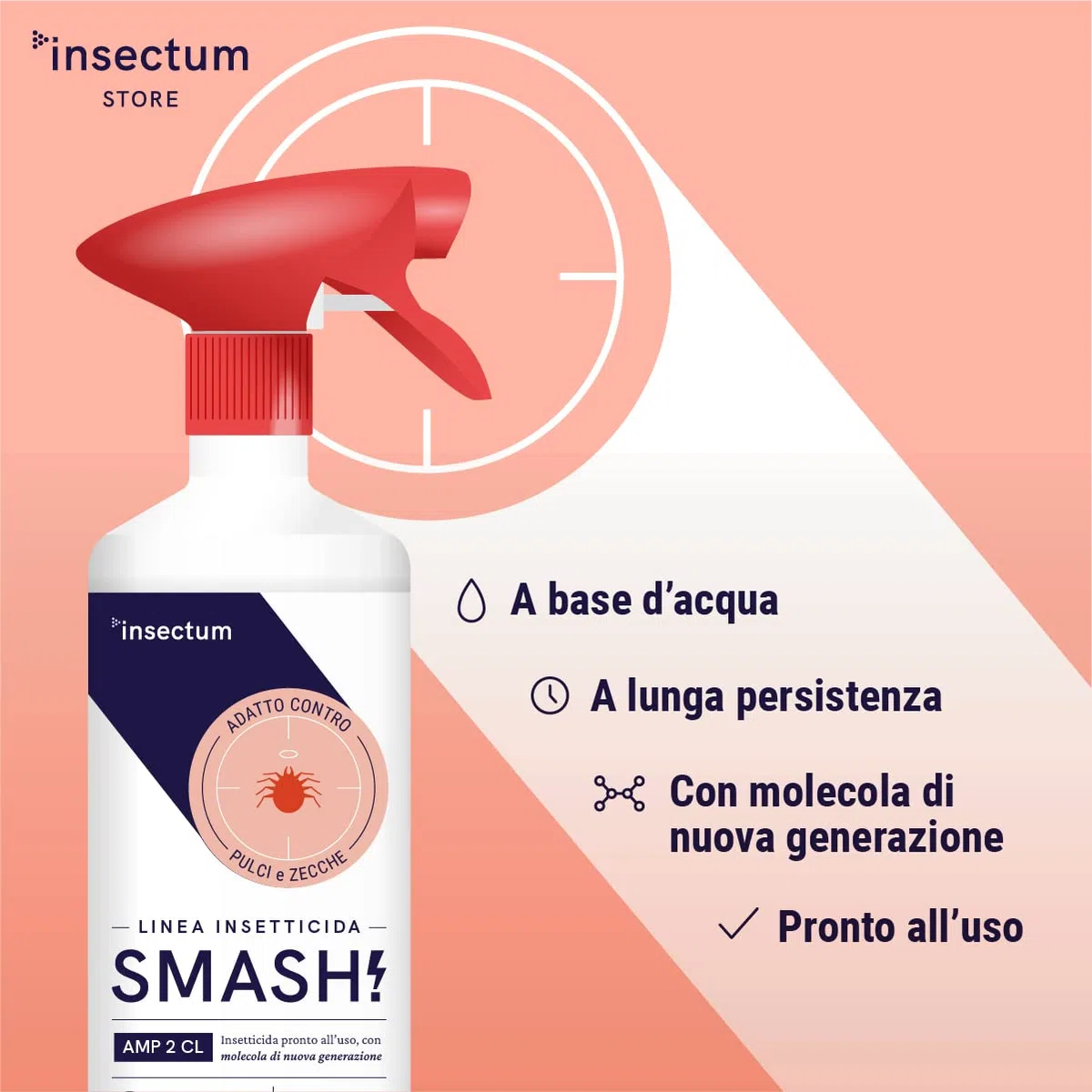 SMASH Spray Antipulci e Antizecche per Ambienti e Tessuti - Adatto per Ambienti con Animali Domestici - 1x500ml - Per uso in Casa ed esterno - Insetticida Senza Permetrina - Istruzioni Incluse