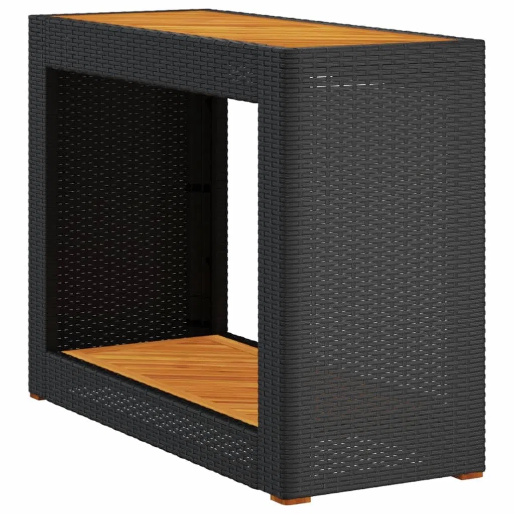 vidaXL Tavolino da Giardino Piano Legno Nero 100x40x75 cm Polyrattan
