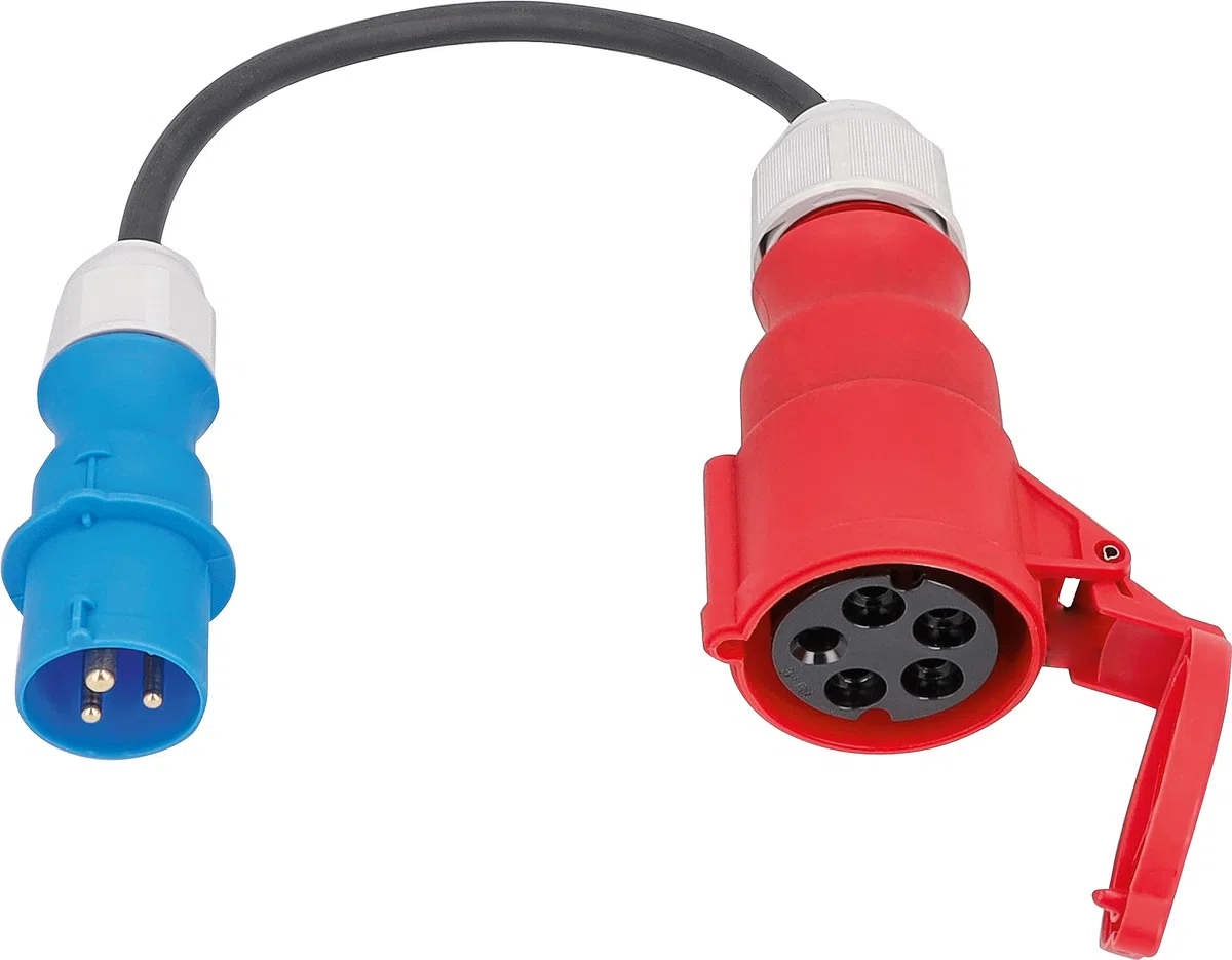 as – Schwabe 61374 - Cavo adattatore CEE 230 V/16 A/3 poli a presa CEE 400 V/16 A/5 poli – 0,3 m H07RN-F 3G2,5 tubo in gomma pesante – IP44 resistente agli spruzzi d'acqua