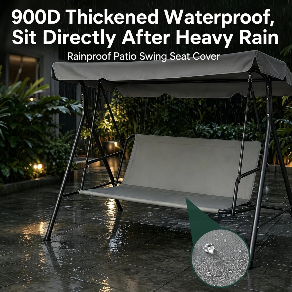 Coprisedile di Ricambio per Dondolo da Giardino, Copriseduta per Dondolo, Coprisedili per Altalena da Giardino, Copertura per Sedia da Giardino, 2 e 3 Posti, Grigio, 138 x 50 x 50 cm
