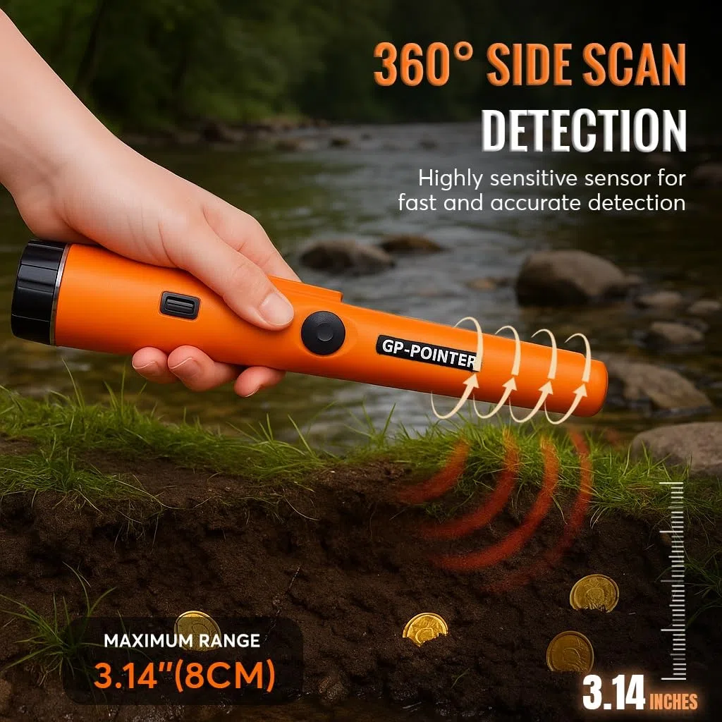 GLOBAL TECH Metal Detector Pinpointer, Professionale IP66 Impermeabile Palmare Pin Pointer Bacchetta Puntatore Puntatore di Ricerca Tesoro Individuazione Sonda con Batteria 9V per Adulti e Bambini