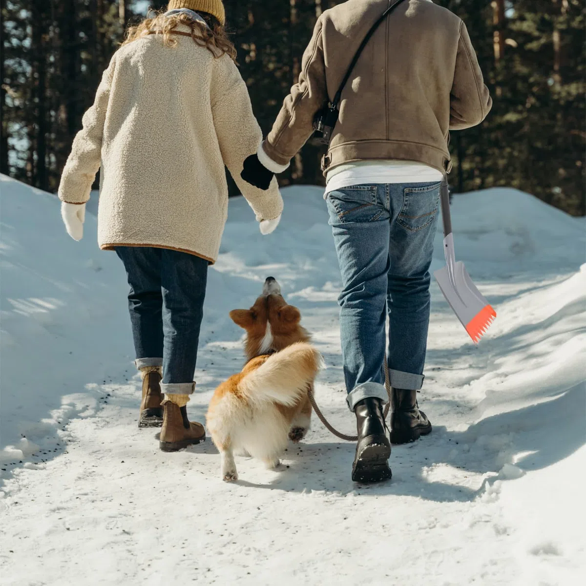 CALLARON Pala da Neve in Metallo Professionale Resistente al Gelo Lama Doppia Funzione per Esterni, Strumento Robusto per Rimuovere Ghiaccio e Brina su Superfici Stradali e Domestiche,