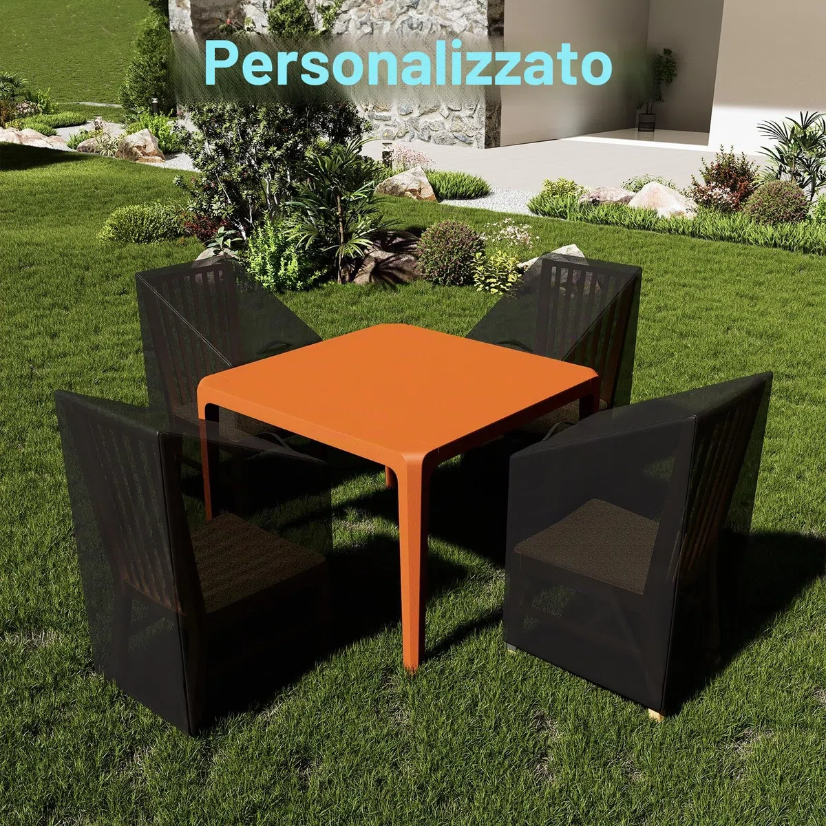 Copri Sedie Esterno, Copertura per Sedie da Giardino Impilabili Impermeabile, Antivento e Antipolvere, Resistente tessuto Oxford,Telo Coprisedie da Esterno Anti UV 120/80x65x65 CM