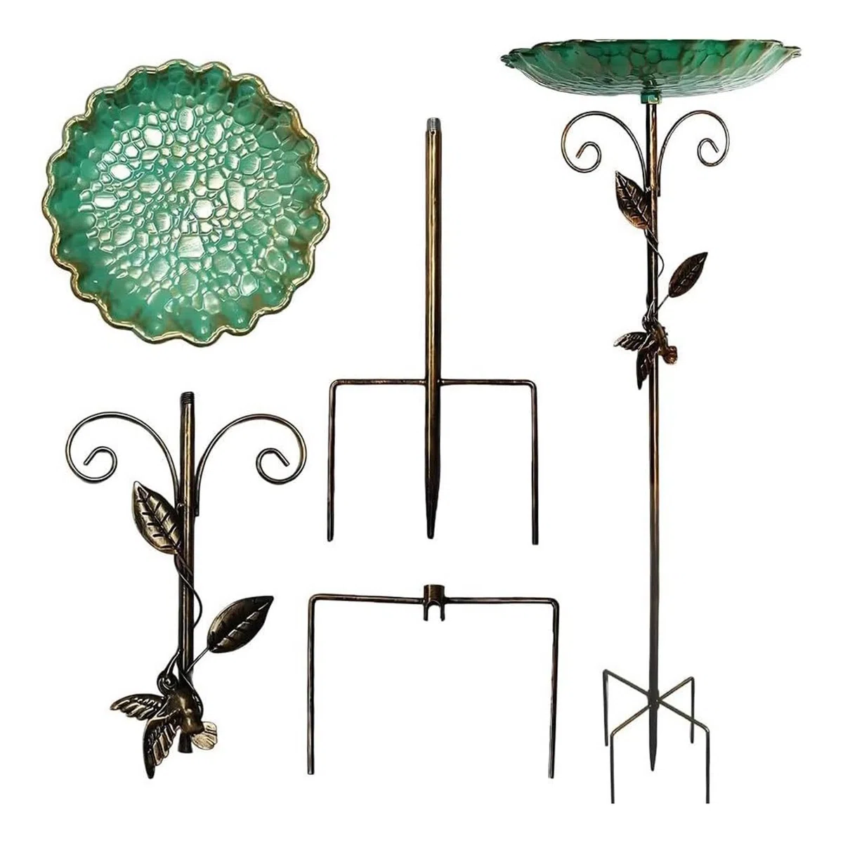 Generisch Bagno per uccelli da esterno – Dispenser di acqua decorativa alto 76,2 cm, abbeveratoio per uccelli con picchetto – per giardino, cortile, terrazza, parco e paesaggio