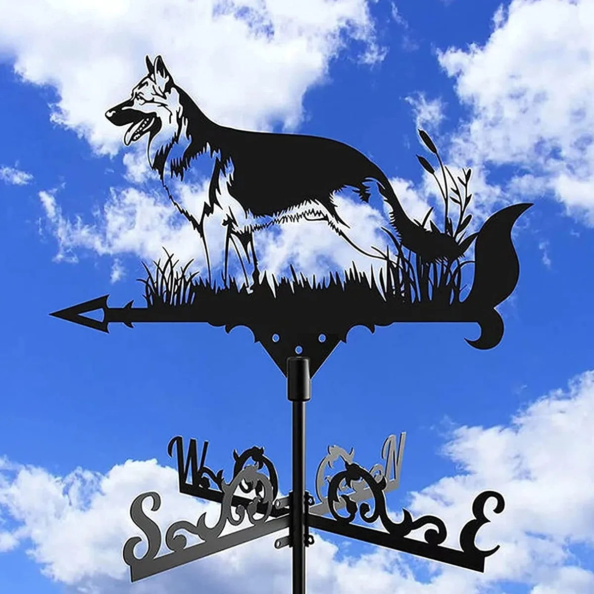 Segnavento da Giardino, Banderuola Segnavento in Metallo, Indicatore di Direzione del, retrò Scultura per Decorazione del Cortile Tetto Capannone Garage Fienile Esterni Giardino, Nero
