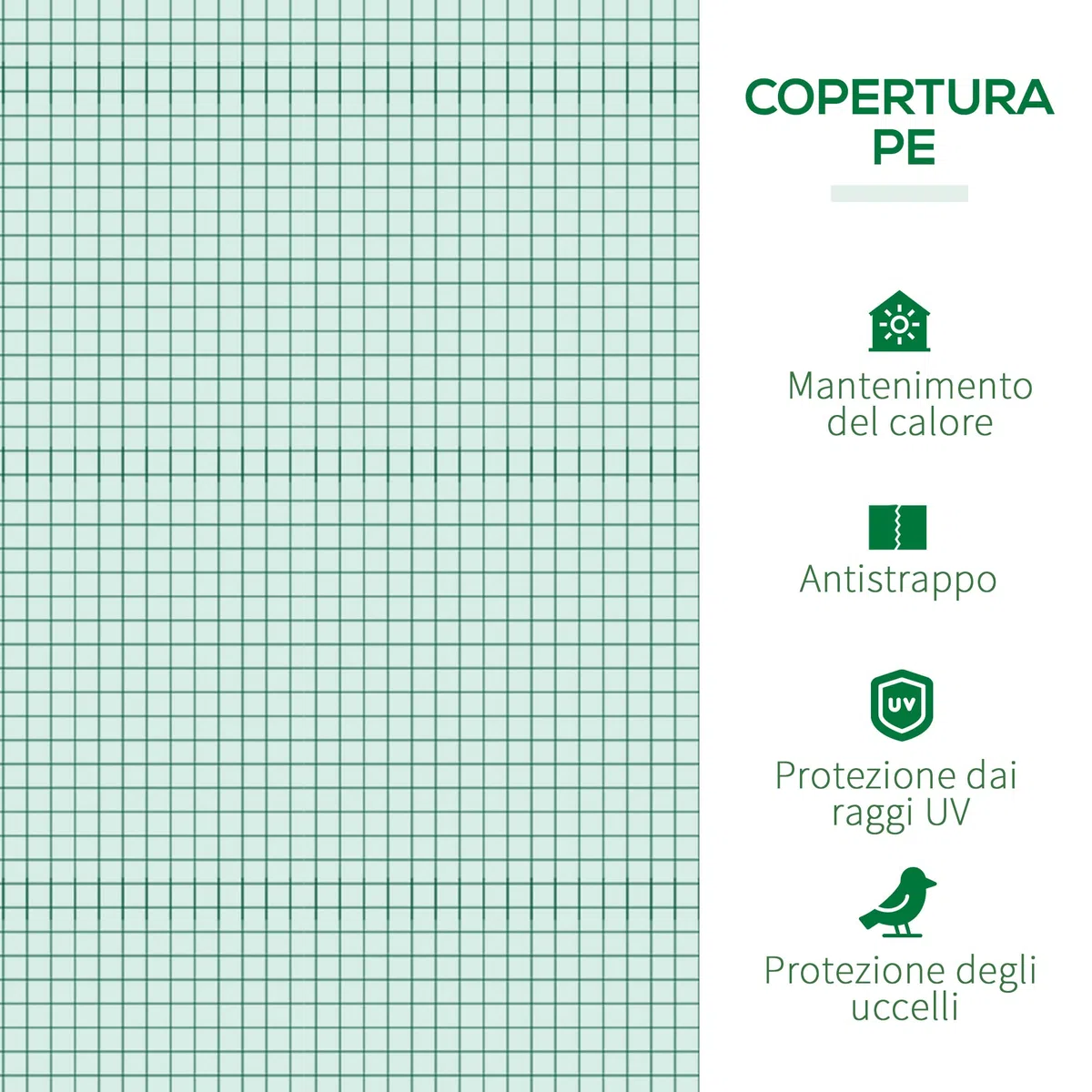 Outsunny Serra per Orto Impermeabile e Anti UV con 3 Finestre Avvolgibili, Mini Serra per Piante in Acciaio e Polietilene, 400x100x80 cm, Verde