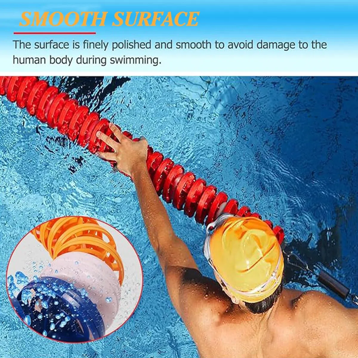 Generico Linea divisoria Galleggiante per corsie di Sicurezza per Piscine, Regolabile da 1 a 18 Metri, in Nylon Resistente, Ideale per Piscine Interne/Esterne, separazione in profondità, Maggiore SIC