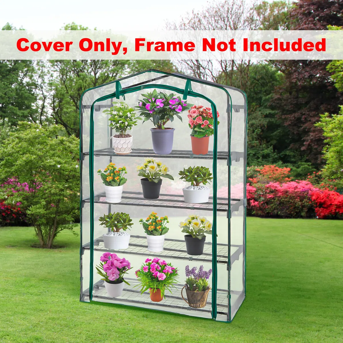 Copertura di ricambio extra larga per serra a 4 livelli, 160 x 101 x 48 cm, in PVC trasparente, con porta arrotolabile con cerniera, per piante e fiori (telaio non incluso)