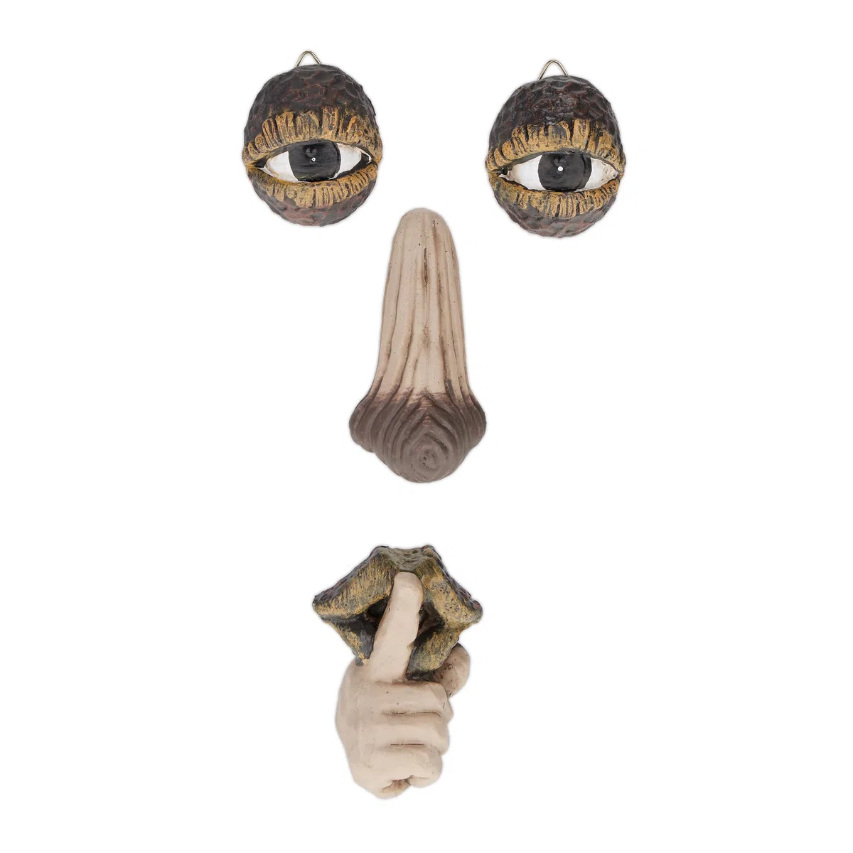 Relaxdays Accessori Decorativi per Alberi, Set 4 Parti Raffiguranti il Viso di una Persona, in Poliresina, Marrone Beige
