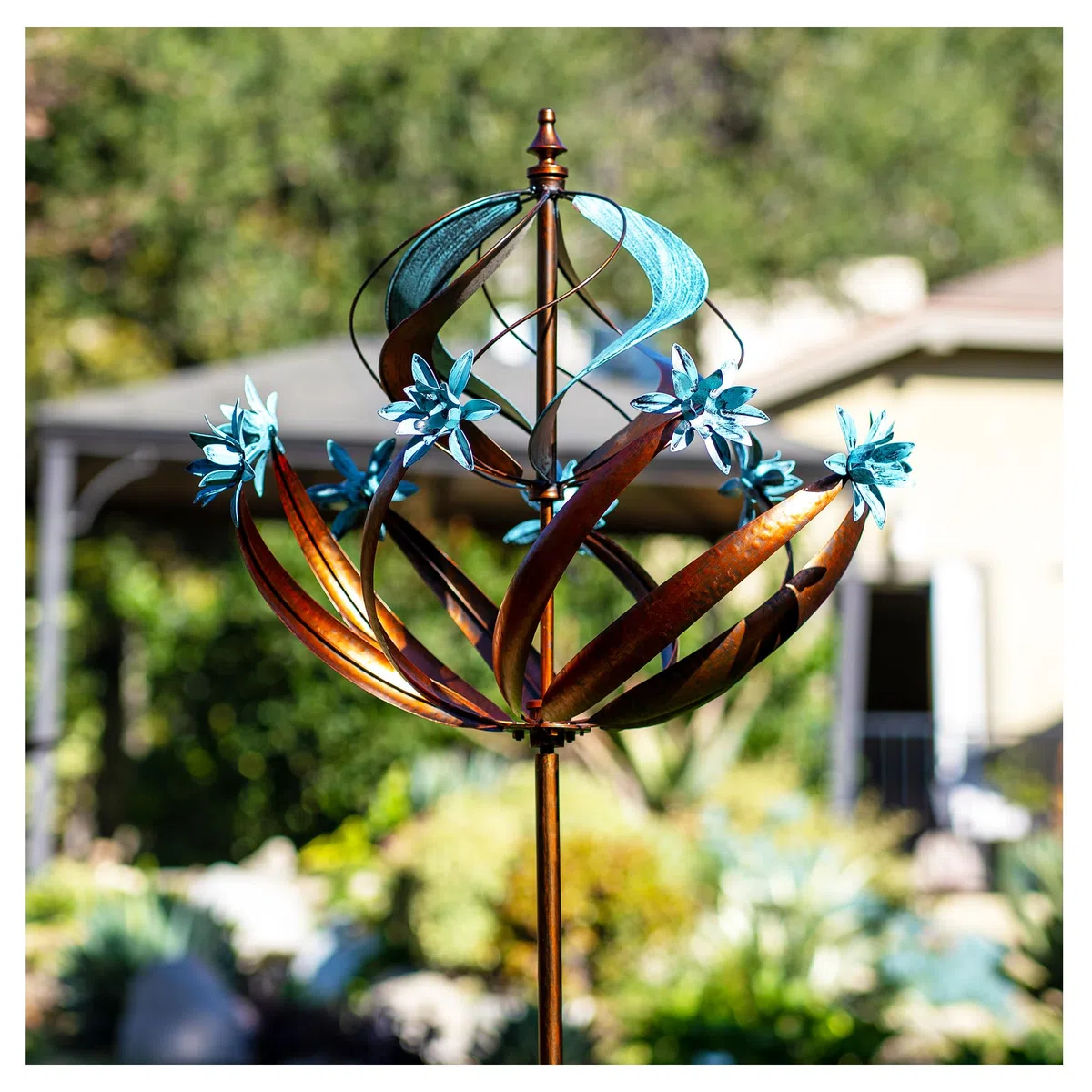 Girandola a vento in metallo per cortile, giardino, grande scultura cinetica a vento, decorazione per esterni, regalo per compleanni, anniversari, inaugurazione della casa, Natale (W26