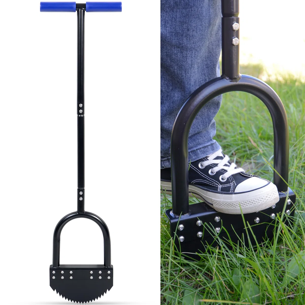 Bordatrice da Prato 105 cm con Lama in Acciaio al Carbonio, Manico Lungo in Gomma, Base Larga, Resistente alla Ruggine e Bordatore Mezza Luna in Acciaio al Manganese per Giardino