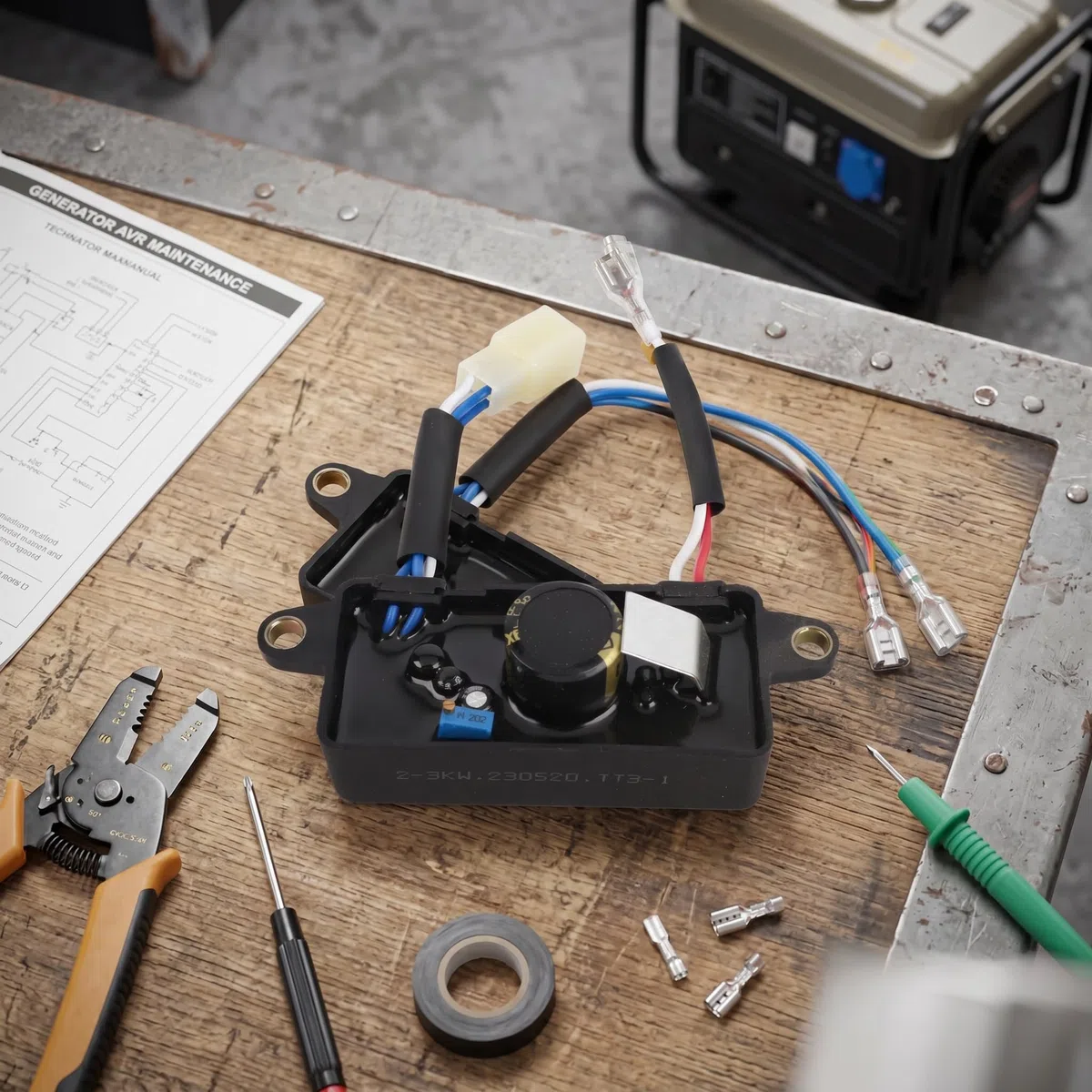 AVR - Regolatore di tensione universale per generatore da 1-3 kW e generatore di corrente, 2,8 KW, stabilizzatore automatico della tensione, 6 pin 10 cm, distanza tra i fori 220 μF 250 V (da -40 ℃ a +