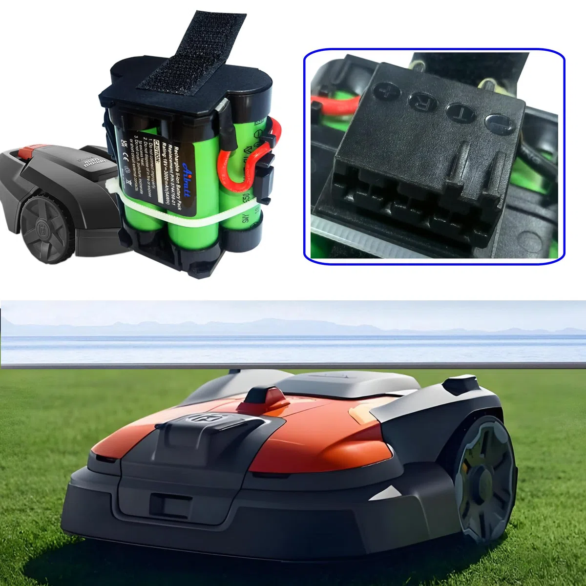 Batteria per robot tosaerba, batteria di ricambio per Husqvarna Automower 105,305,308,308X,5865762-01,5865762-02,compatibile con Gardena R38Li,R40Li,R45Li,R50Li,R70Li,R75Li,R80Li,Flymo 1200R