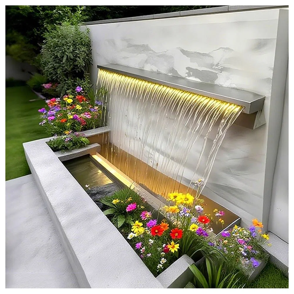 Kit fontana Spillway in acciaio inox per giardino, patio, piscina e stagni Koi Detive cascata e fontana paesaggistica per cortile
