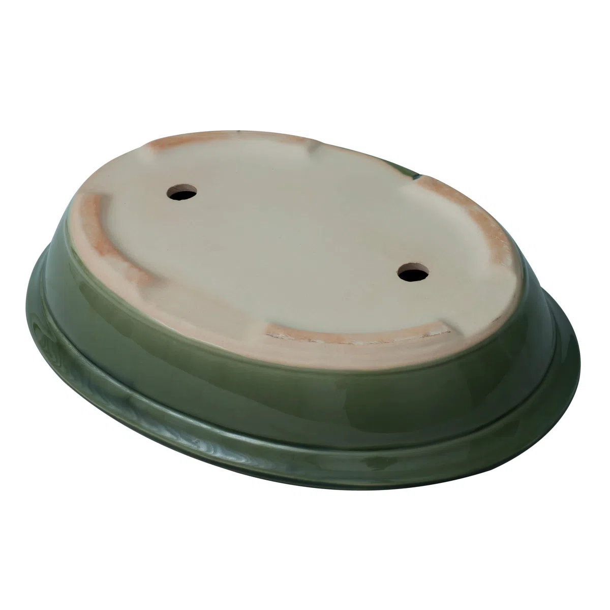 Vaso per bonsai/fiori, da giardino, in ceramica/terracotta, con sottovaso, verde, 6 misure (40)
