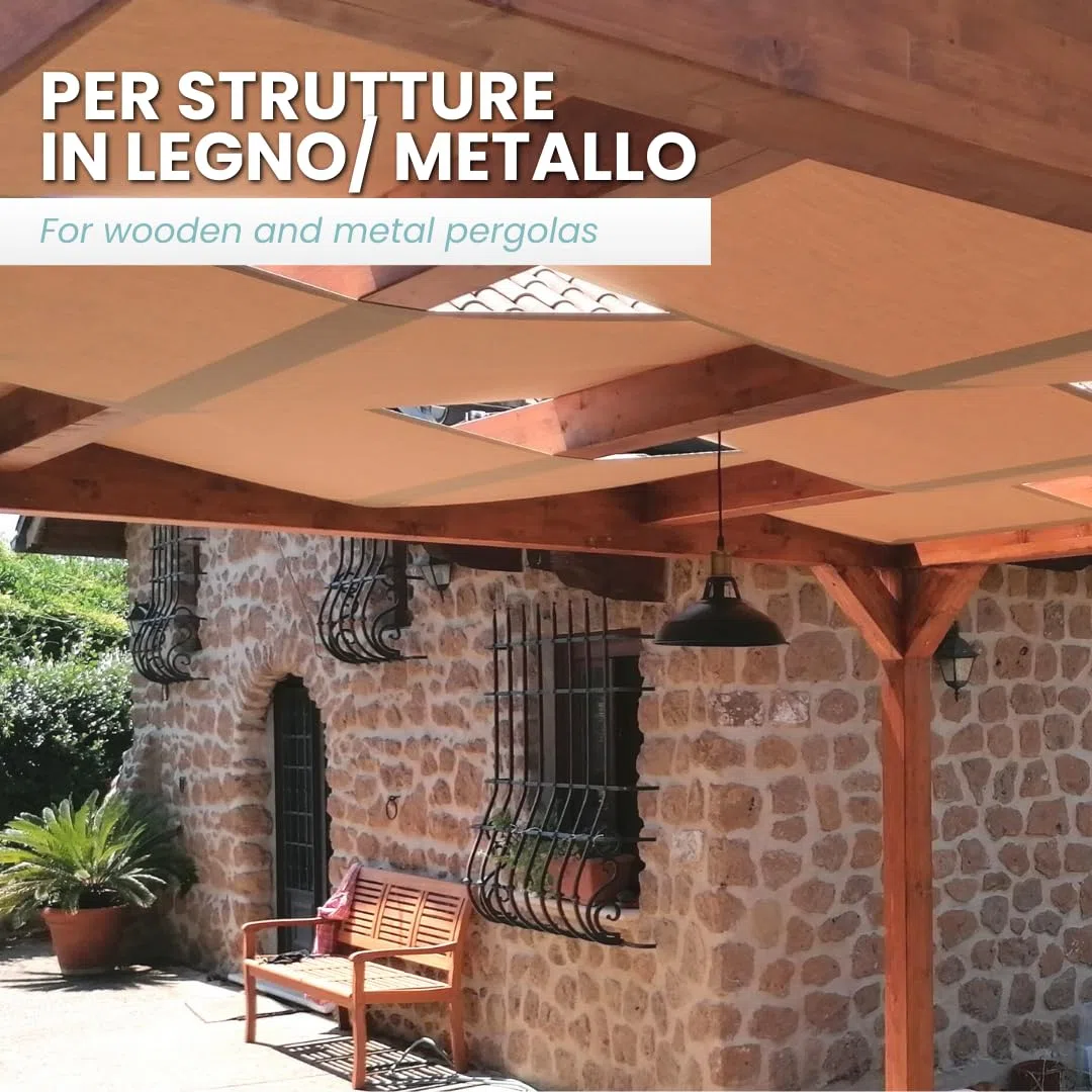 TENDAGGIMANIA Fascia Ombreggiante per pergola PVC Impermeabile 650 gr/mq- VARI COLORI E MISURE - Teli per Pergolati Onde SU MISURA Telo Copertura Pergolato Gazebo