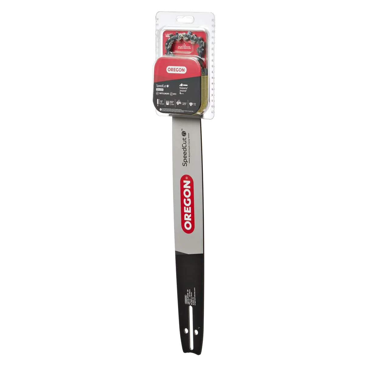 Oregon SpeedCut - Barra guida per motosega da 45,7 cm, compatibile con Craftsman, Husqvarna, Jonsered, McCulloch; passo 0,325", calibro 1,3 mm, 72 maglie di trasmissione