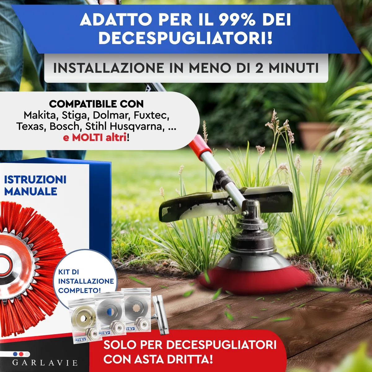 Spazzola per erbacce in nylon per decespugliatore – Spazzola delicato per rimozione di muschio e erbacce su superfici delicate