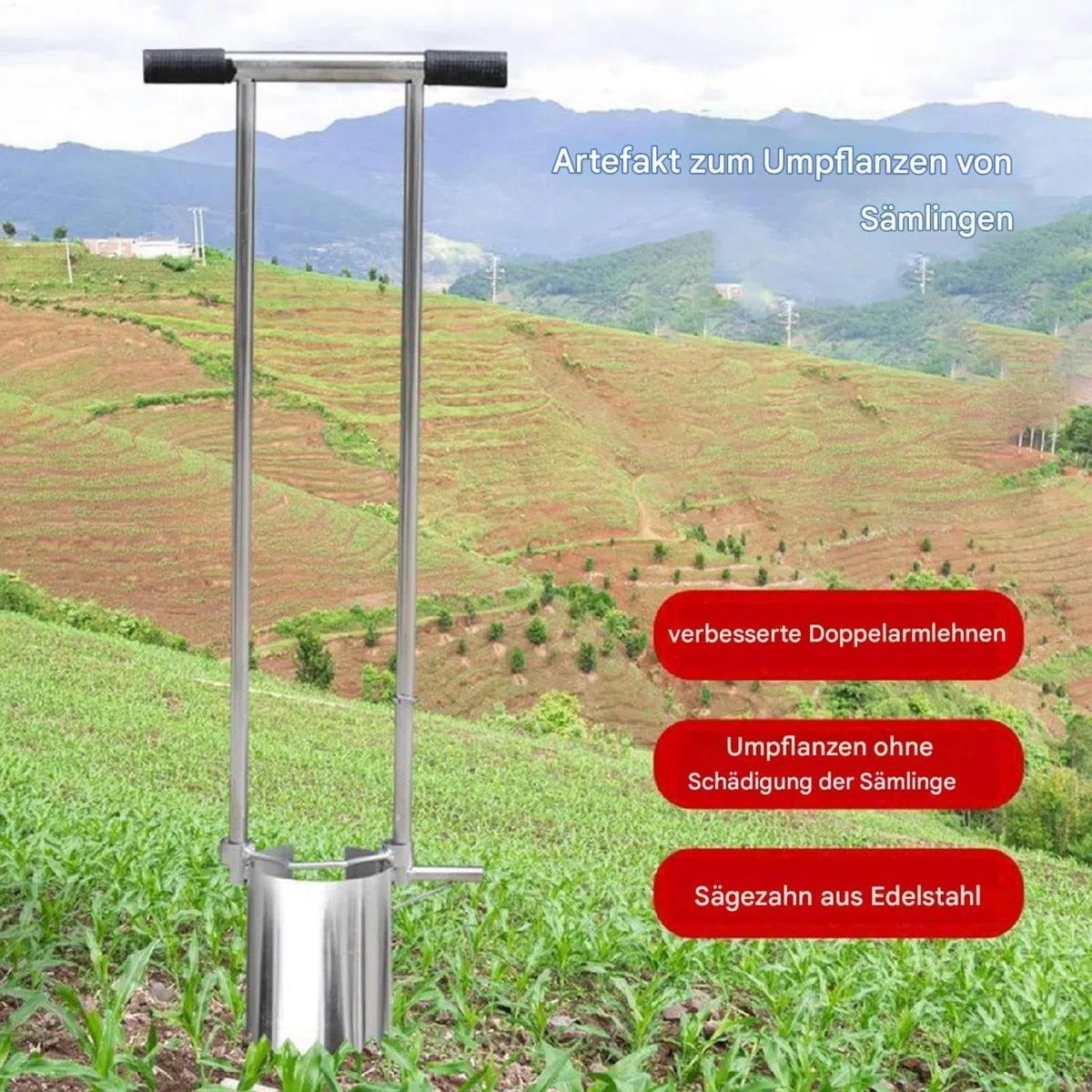 Fioriera da giardino con manico lungo – Strumento per piante a bulbi con | manico lungo – Pianta a bulbi | Fioriera manuale per piante erbacce, piantagione di bulbi per verdure