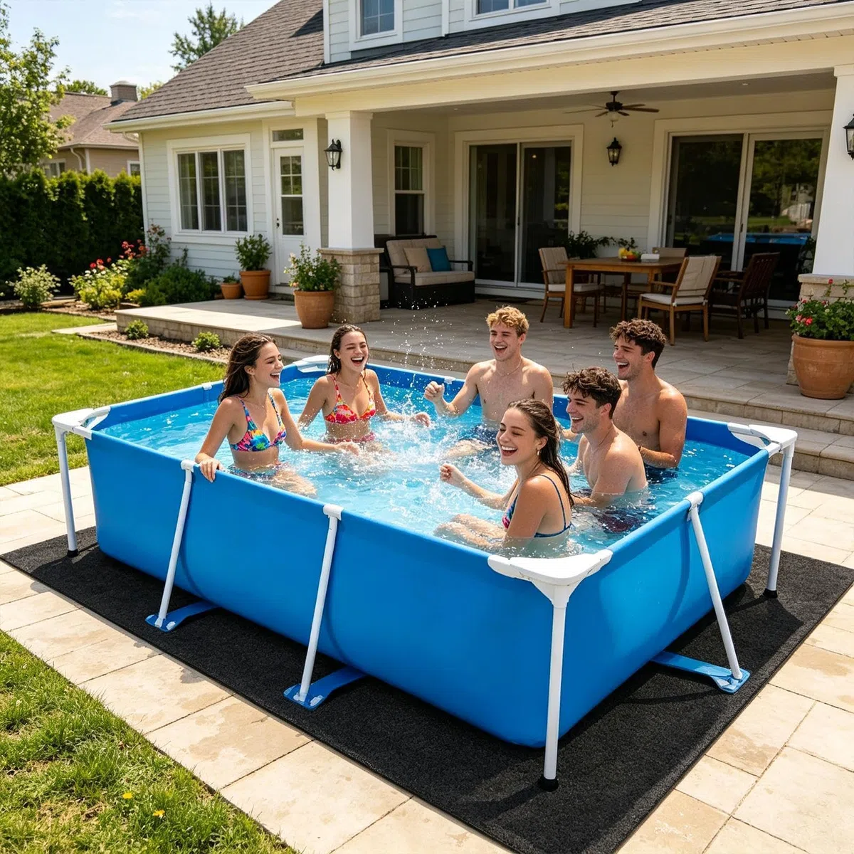 Tappetino Sotto Rivestimento Piscina e Resistente Antiperforazione Quadrato | Tappetino Protettivo per Fondo Piscina per Casa Libero Ville Hotel Giardino Cortile Patio Comunità