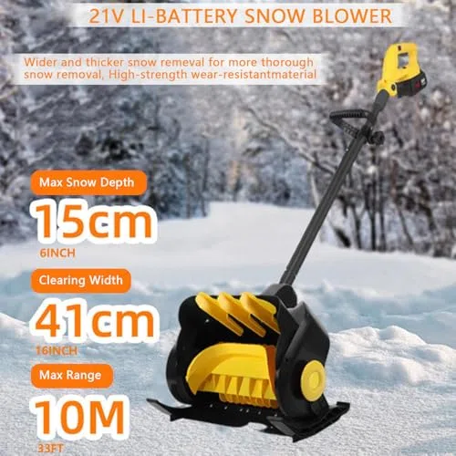 Pala da neve elettrica senza fili, potente spazzaneve a batteria con manico regolabile, include 2 batterie ricaricabili e caricabatterie rapido per la rimozione della neve