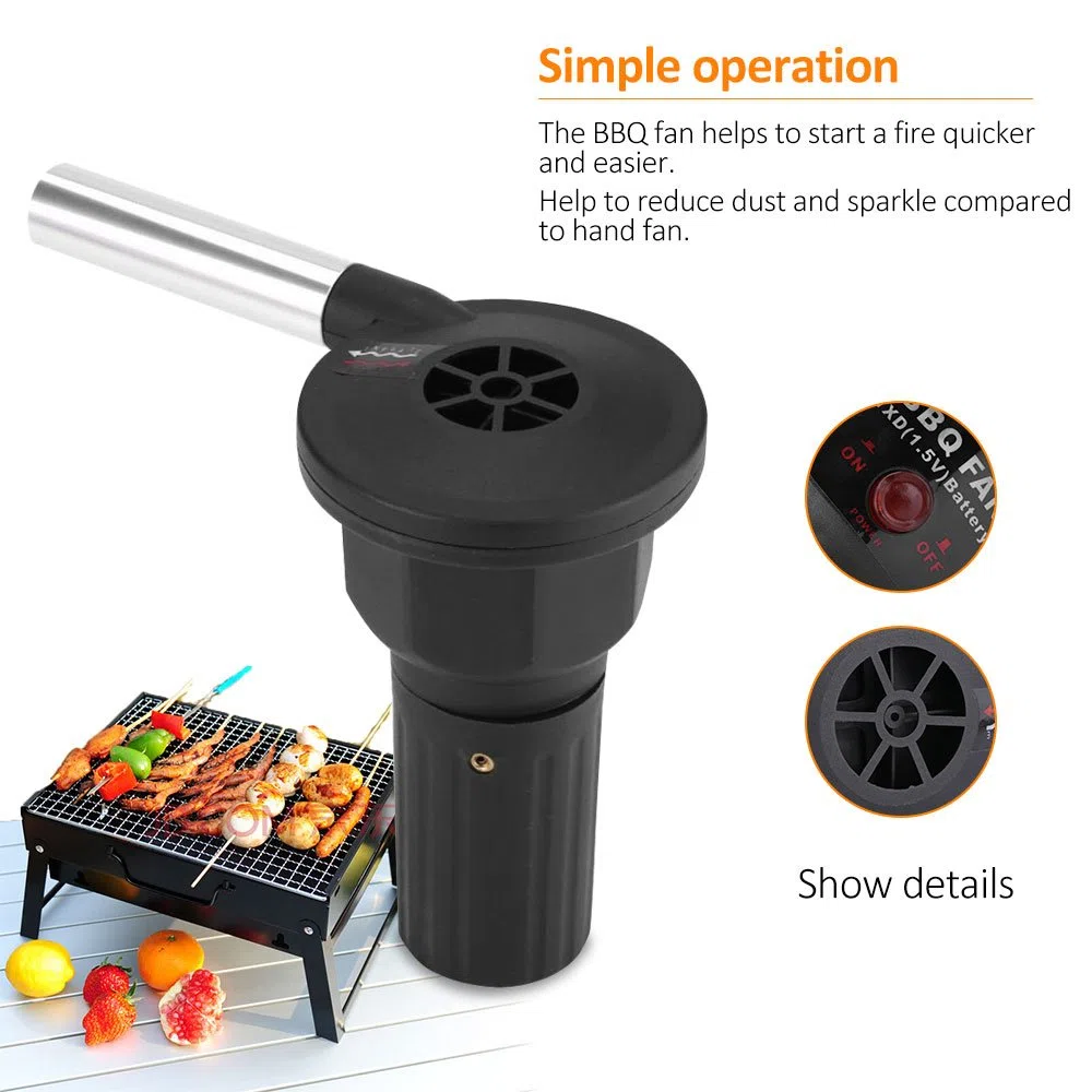 Fdit Soffiatore elettrico per barbecue, potente, poco rumoroso e di dimensioni ridotte, accessorio per picnic