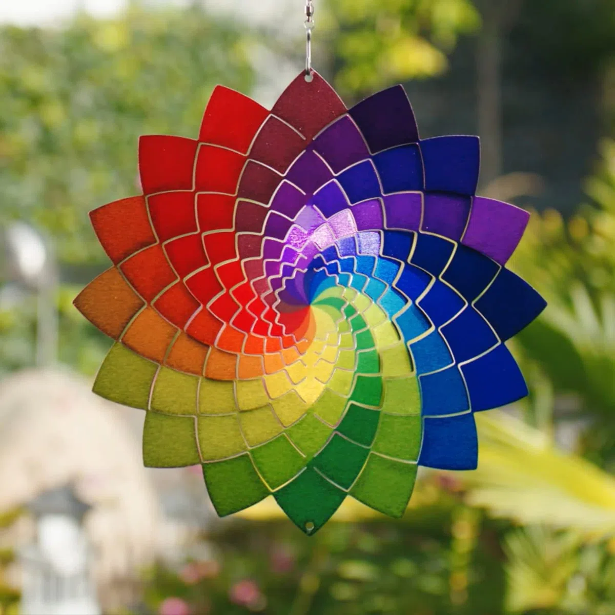 CIM Girandola in Metallo - Rainbow Star Ø250mm - girandola Leggera con Colori Brillanti - Elementi di Sospensione in Dotazione – graziosa Decorazione per Ambienti, Finestra e Giardino