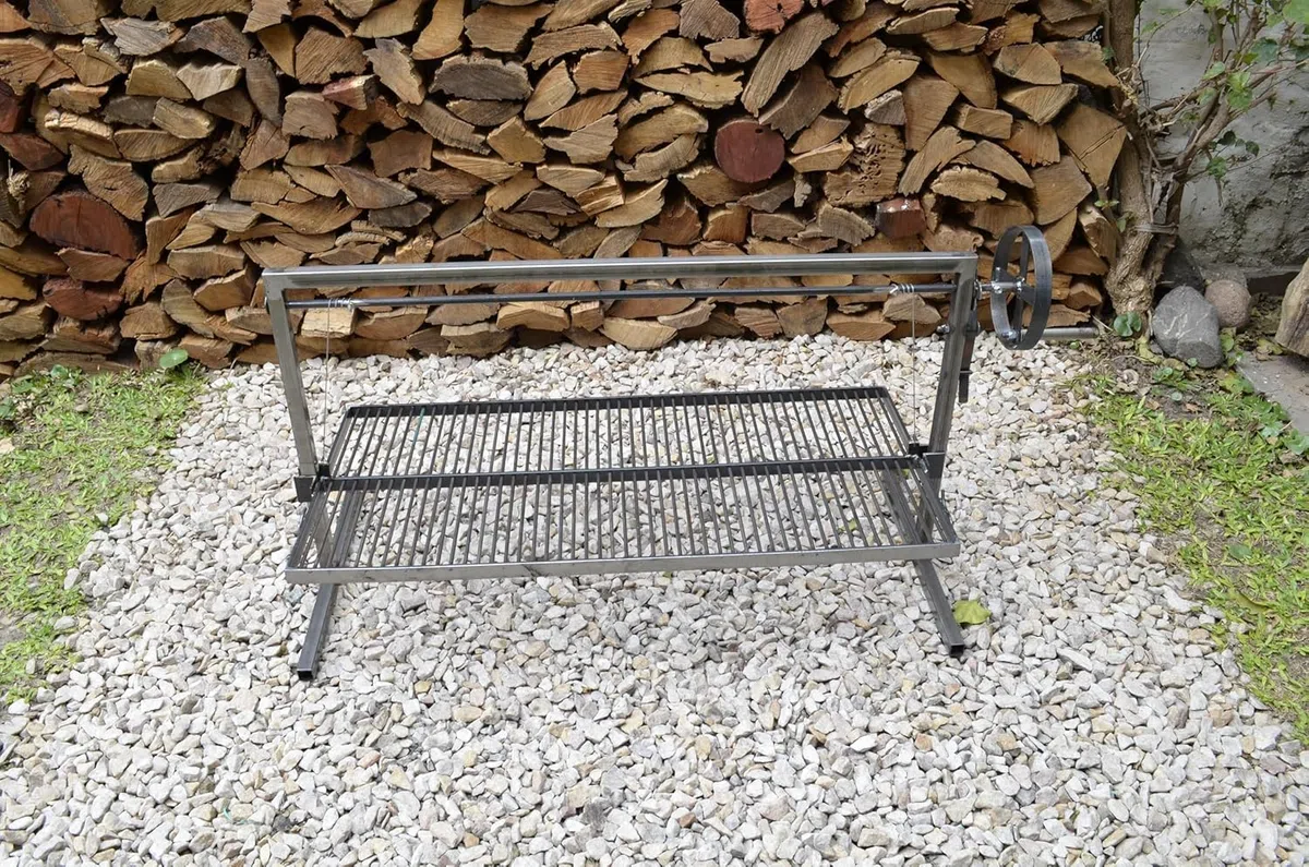 Grill Santa Maria in Stile Argentino in Ferro - Dimensioni: 100 x 50 cm (40 x 20 pollici) Cod 1 (Grill Santa Maria + Brasiere + Attrezzi per il Fuoco)